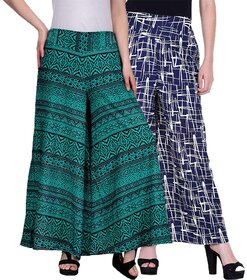 Omikka Crepe Printed Palazzo for Women Pack of 2