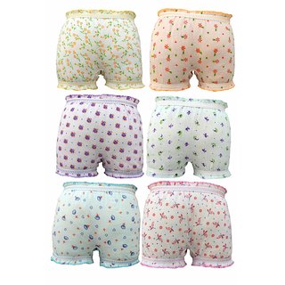 KIDBIRD Girls Boys and Kids Cotton Printed 100 Cotton Briefs Inner Underwear Panty Bloomers Combo Pack of 6