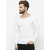 PAUSE White Solid Round Neck Slim Fit Full Sleeve Men's T-Shirt