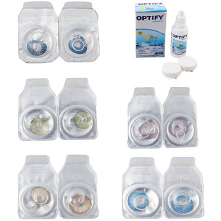 Buy Optify Combo Pack Monthly Color Contact Lens With Solution (Zero ...
