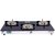 BrightFlame 3 Burner Tulip Glass Black Pan Support Square Dip Tray Gas Stove for LPG