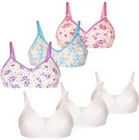 Minha Women's Cotton Non-Padded Bra - Pack of 6