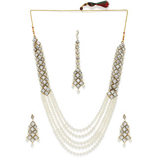 Buy Zaveri Pearls Gold Tone Multi Layers Moti Mala Long Necklace Set Zpfk7834 Online Get 83 Off