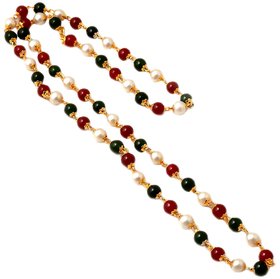 Jewar Mandi Chain 26 Inch Fine Gold Plated Finish Handmade Work Multi-Pearl Jewelry for Women Girls 6945