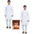 Men's White Cotton Kurta Pyjama (Set of 2) with free Holi Gulaal