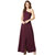 Miss Chase Women's Wine Red One-Shoulder Sleeveless Solid Side Slit Maxi Dress