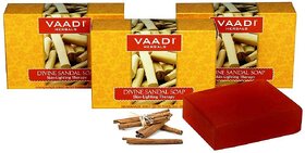 Vaadi Herbals - Pack of 3 Divine Sandal Soap with Saffron  Turmeric (3 X 75 gms)
