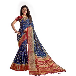 GIFT ICON Women's Banarasi Silk Saree with Blouse Piece (GIGOLDENEYE002-1)