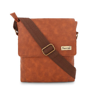 Buy Saccus Leatherite Dark Brown Cross Body Sling Bag Online