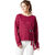 Miss chase Women's Maroon Round Neck Full Sleeve Cotton Solid Eyelet And Tie-Up Detailing Sweatshirt