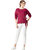 Miss chase Women's Maroon Round Neck Full Sleeve Cotton Solid Eyelet And Tie-Up Detailing Sweatshirt