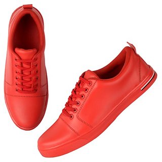 all red casual shoes
