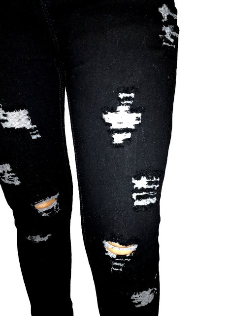 black damage jeans for women