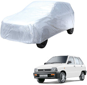 AutoRetail Maruti Suzuki 800 Silver Matty Car Body Cover for 1986 Model (Triple Stiched, without Mirror Pocket)