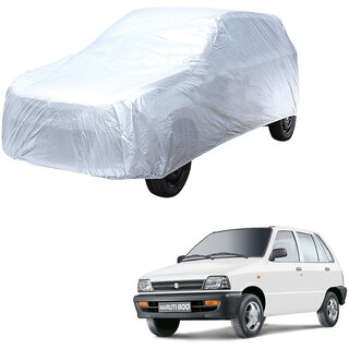 AutoRetail Maruti Suzuki 800 Silver Matty Car Body Cover for 1985 Model (Triple Stiched, without Mirror Pocket)