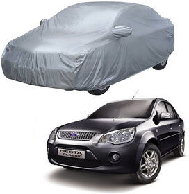 AutoRetail Ford FIESTA Silver Matty Car Body Cover for 2014 Model (Mirror Pocket, Triple Stiched)