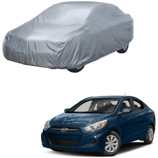                       AutoRetail Hyundai Accent Silver Matty Car Body Cover for 2010 Model (Triple Stiched, without Mirror Pocket)                                              