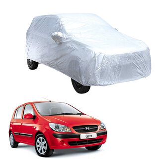                       AutoRetail Hyundai GETZ Silver Matty Car Body Cover for 2006 Model (Mirror Pocket, Triple Stiched)                                              