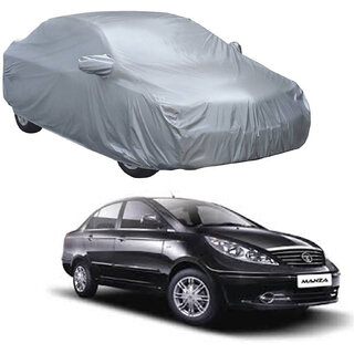 AutoRetail Tata Manza Silver Matty Car Body Cover For 2014 Model (Mirror Pocket, Triple Stiched)