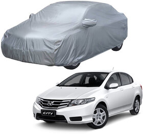 AutoRetail Honda City Silver Matty Car Body Cover For 2012 Model (Mirror Pocket, Triple Stiched)