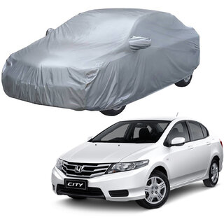                       AutoRetail Honda City Silver Matty Car Body Cover For 2010 Model (Mirror Pocket, Triple Stiched)                                              