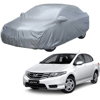                       AutoRetail Honda City Silver Matty Car Body Cover For 2011 Model (Mirror Pocket, Triple Stiched)                                              