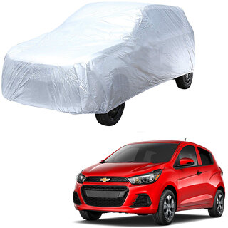                       AutoRetail Chevrolet Spark Silver Matty Car Body Cover For 2004 Model (Triple Stiched, without Mirror Pocket)                                              