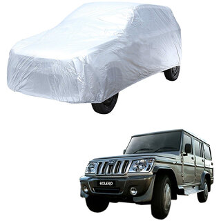                       AutoRetail Mahindra BOLERO Silver Matty Car Body Cover for 2013 Model (Triple Stiched, without Mirror Pocket)                                              