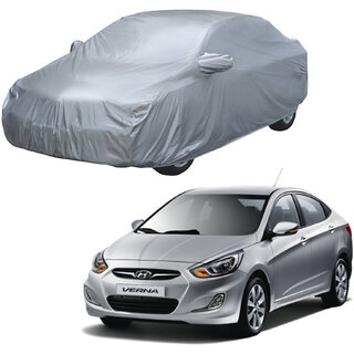                       AutoRetail Hyundai Fluidic Verna Silver Matty Car Body Cover For 2017 Model (Mirror Pocket, Triple Stiched)                                              