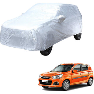                       AutoRetail Maruti Suzuki Alto K10 Silver Matty Car Body Cover for 2019 Model (Mirror Pocket, Triple Stiched)                                              