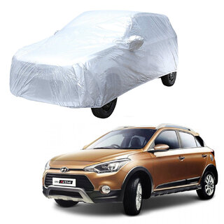                       AutoRetail Hyundai i20 Active Silver Matty Car Body Cover for 2016 Model (Mirror Pocket, Triple Stiched)                                              