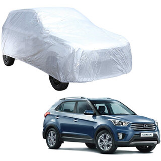                       AutoRetail Hyundai CRETA Silver Matty Car Body Cover for 2018 Model (Triple Stiched, without Mirror Pocket)                                              