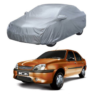                      AutoRetail Ford IKON Silver Matty Car Body Cover for 2005 Model (Mirror Pocket, Triple Stiched)                                              