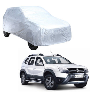                       AutoRetail Renault DUSTER Silver Matty Car Body Cover for 2019 Model (Triple Stiched, without Mirror Pocket)                                              