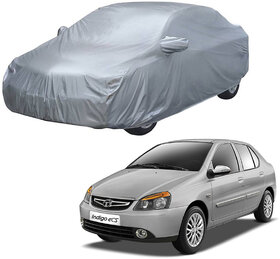 AutoRetail Tata INDIGO CS Silver Matty Car Body Cover for 2009 Model (Mirror Pocket, Triple Stiched)