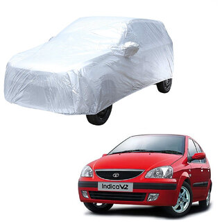                       AutoRetail Tata INDICA Silver Matty Car Body Cover for 2000 Model (Mirror Pocket, Triple Stiched)                                              