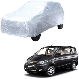                       AutoRetail Chevrolet ENJOY Silver Matty Car Body Cover for 2016 Model (Triple Stiched, without Mirror Pocket)                                              