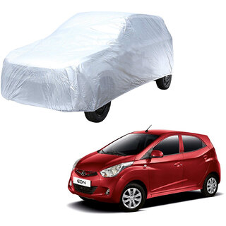                       AutoRetail Hyundai Eon Silver Matty Car Body Cover for 2012 Model (Triple Stiched, without Mirror Pocket)                                              