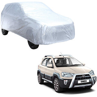                       AutoRetail Toyota ETIOS CROSS Silver Matty Car Body Cover for 2015 Model (Triple Stiched, without Mirror Pocket)                                              