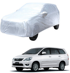 AutoRetail Toyota INNOVA Silver Matty Car Body Cover for 2006 Model (Mirror Pocket, Triple Stiched)