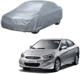 AutoRetail Hyundai Fluidic Verna Silver Matty Car Body Cover For 2016 Model (Triple Stiched, without Mirror Pocket)