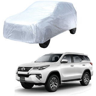                       AutoRetail Toyota FORTUNER Silver Matty Car Body Cover for 2019 Model (Triple Stiched, without Mirror Pocket)                                              