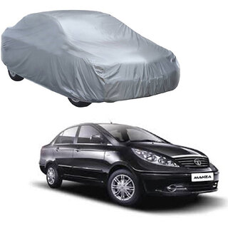                       AutoRetail Tata Manza Silver Matty Car Body Cover For 2014 Model (Triple Stiched, without Mirror Pocket)                                              
