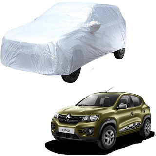                       AutoRetail Renault KWID Silver Matty Car Body Cover for 2017 Model (Mirror Pocket, Triple Stiched)                                              