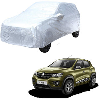 AutoRetail Renault KWID Silver Matty Car Body Cover for 2019 Model (Mirror Pocket, Triple Stiched)