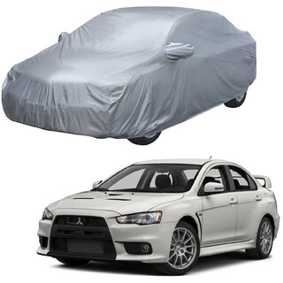                       AutoRetail Mitsubishi LANCER Silver Matty Car Body Cover for 2019 Model (Mirror Pocket, Triple Stiched)                                              