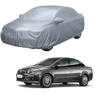                       AutoRetail Fiat LINEA Silver Matty Car Body Cover for 2019 Model (Mirror Pocket, Triple Stiched)                                              