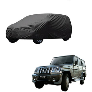                       AutoRetail Mahindra BOLERO Grey Car Body Cover for 2013 Model (Triple Stiched, without Mirror Pocket)                                              