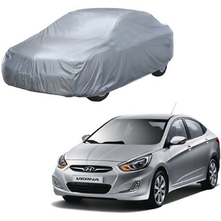                       AutoRetail Hyundai Fluidic Verna Silver Matty Car Body Cover For 2012 Model (Triple Stiched, without Mirror Pocket)                                              