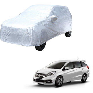                       AutoRetail Honda MOBILIO Silver Matty Car Body Cover for 2019 Model (Mirror Pocket, Triple Stiched)                                              